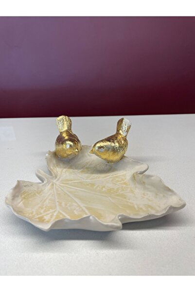 Gözükara Polyester decoratif mini kuşlu tabak model , yüzük kutusu takı sepeti