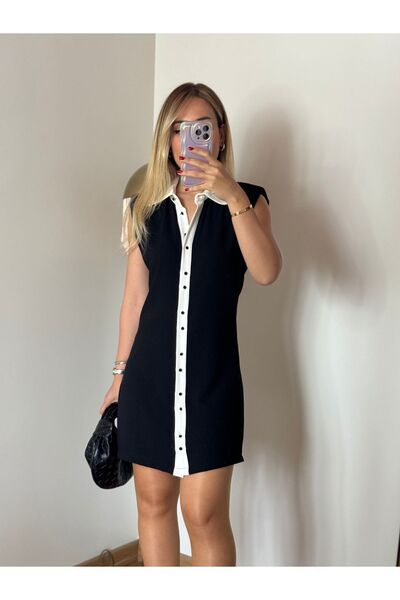 Butik Garnili sıfır kollu elbise