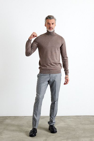 Livio Ferri Мъжки плетен пуловер с поло яка Slim Fit