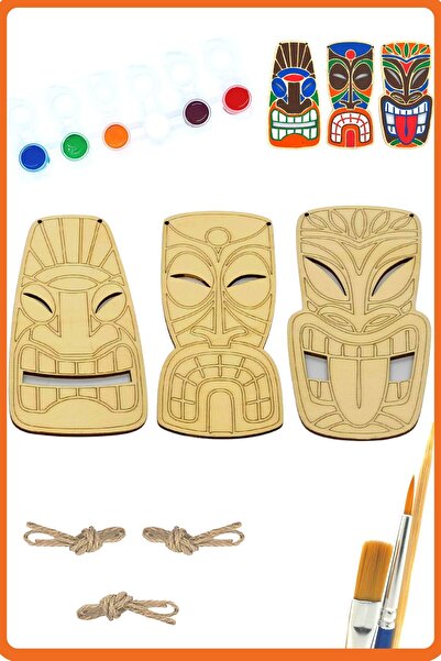 Art inside Afrika Maskesi Ahşap Boyama Tuval Seti Hediye Hobi Kiti