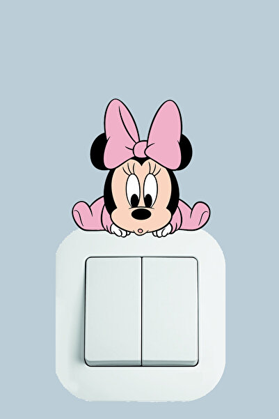 Sim Tasarım Popüler Kız Çocuk Karakterli Dekoratif Priz Sticker - Minnie