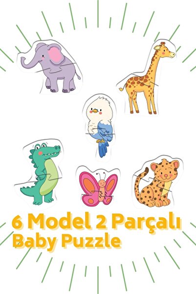 Bonkido Baby Puzzle 2’li Set 24 Parça, 1 Yaş, Hayvanlar Ve Taşıtlar