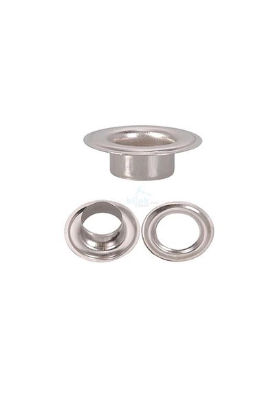 Klinkshop Size 4 Nickel Colored Eyelets - 6 Mm Material Package Without Attachments - 100 Pieces Stainless Brass Eyelets