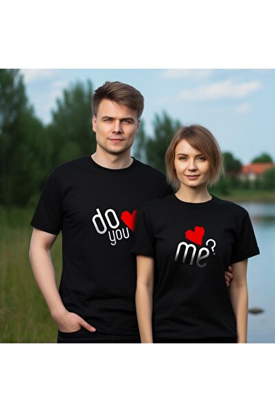 Crea Eymer Wear День закоханих Комбінація для пари Спеціальний принт Чорна фу...