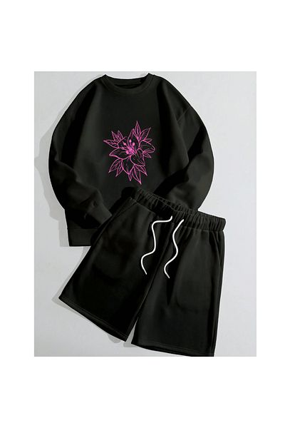Mella&Co Unisex Printed Sweatshirt and Shorts Set