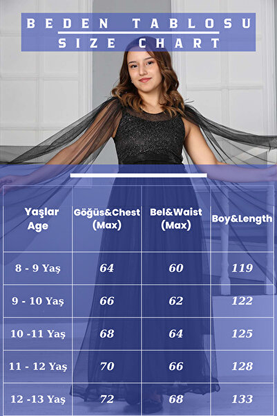 Asortix Kız Çocuk  Parıltılı Uzun Abiye Ebise Düğün Elbisesi  9 yaş-10 Yaş-11 Yaş-12 Yaş-13 Yaş