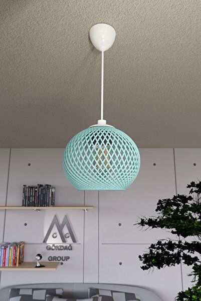 Naturel Lighting Balle Camgöbeği Sarkıt Top Avize Beyaz Kablo