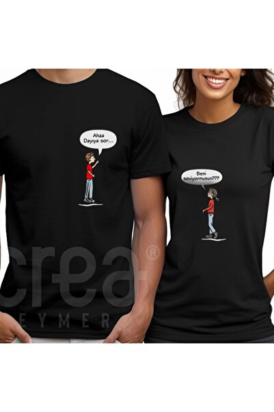 Crea Eymer Wear День закоханих Комбінація для пари Спеціальний принт Чорна фу...