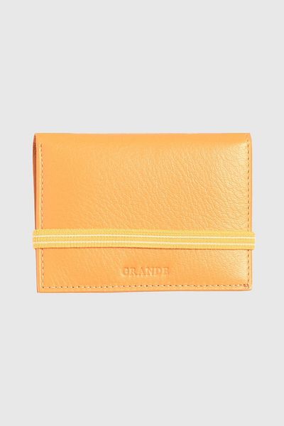 Grande 325 Genuine Leather Horizontal Card Holder with Transparent Chamber Arsel Yellow