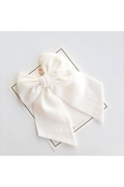 NEW BOWS BANDS Girl's Large Pinwheel Clip Hair Clip White Muslin