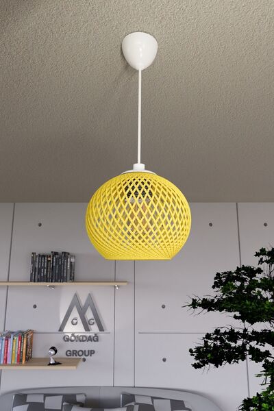 Naturel Lighting Chandelier White Cable - Balle Yellow Pendant Ball