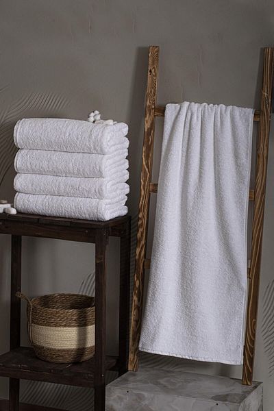 Three Roses 90x150 Bath Towel 650 Gr 5 Pieces Hotel Towels Cotton White Towel Set