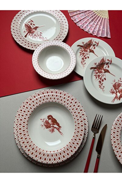 eca home Red Bird - Bonsai Yemek Seti 24 Parça