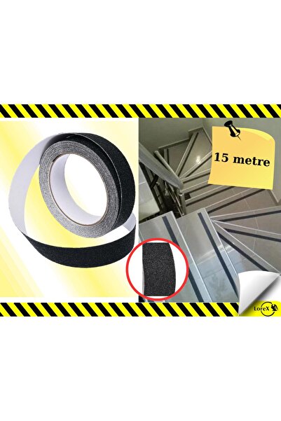 LOREX Merdiven Zemin Kaydırmaz Bant Yapışkanlı Kaymaz Bant Siyah (15 metre)