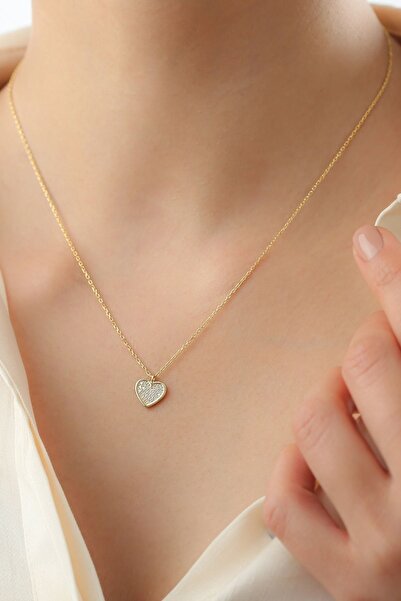 Silvano Jewelry 925 Ayar Zirkon Taşlı Kalp Gümüş Kolye