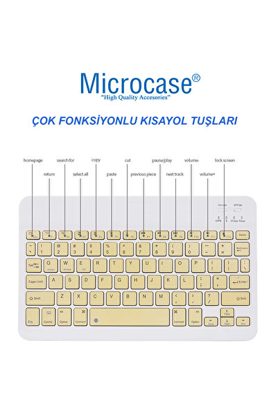 Microcase Tablet ve Telefonlar için Türkçe Q Bluetooth Klavye ve Mouse Set - AL3476 Sarı