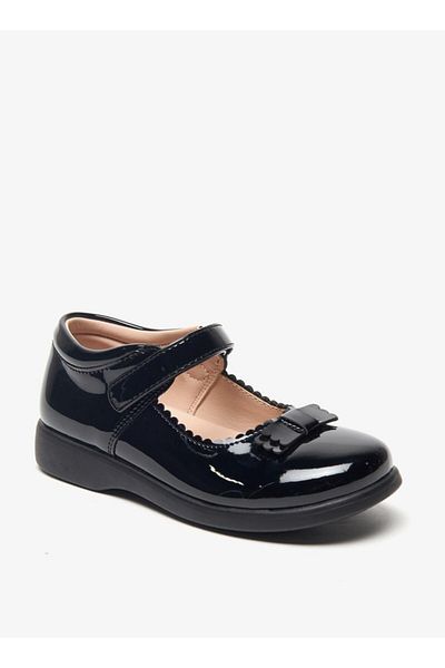 Flora Bella by Shoexpress Flora Bella Bow Applique Mary Jane School Shoes with Hook and Loop Closure