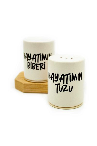 PALTO TASARIM My Life's Salt & Pepper Ceramic Set of 2 Salt Shakers and Pepper Shakers