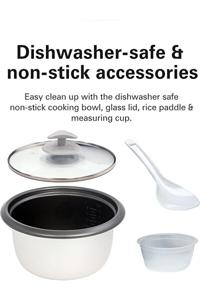 Hamilton Beach Rice Cooker & Steamer 1.5L, 16cups cooked (8cups uncooked) Rice Capacity, Removable Non-Stick Pot