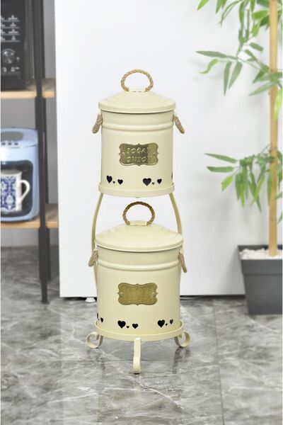 Yıldıray Metal Küçük Siyah Patates Soğan Kovası 2 Katlı Paslanmaz