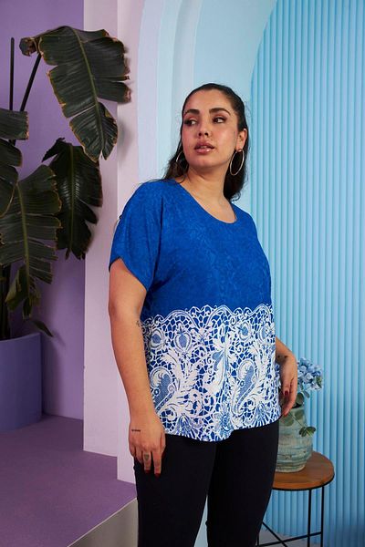 RMG Saks Colorful Plus Size Blouse