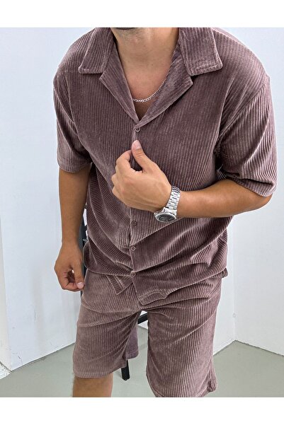 King Brothers Oversize Shirt and Shorts Velvet Cotton Washed Set