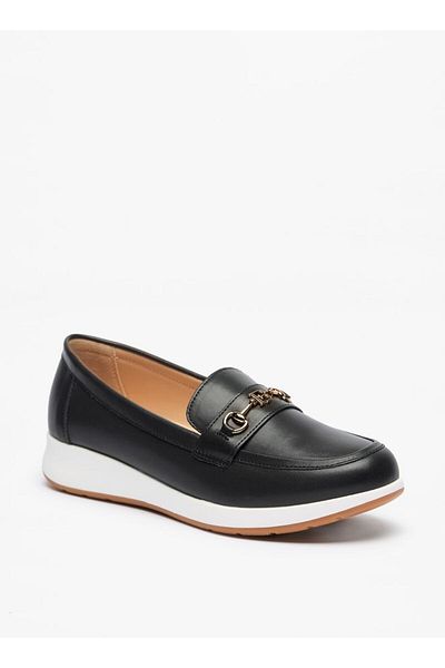 Flora Bella by Shoexpress Flora Bella Solid Slip-On Loafers with Metal Accent