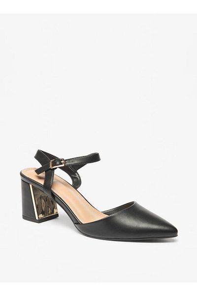 Celeste Women's Solid Sandals with Buckle Closure and Block Heels