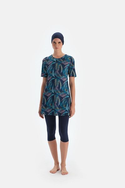 Eros Kurzärmliger Strumpfhosen-Badeanzug, Modell 3703my, Marineblau