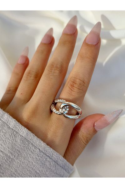 Eylülün Takısı Silver Colored Women's Knot Ring