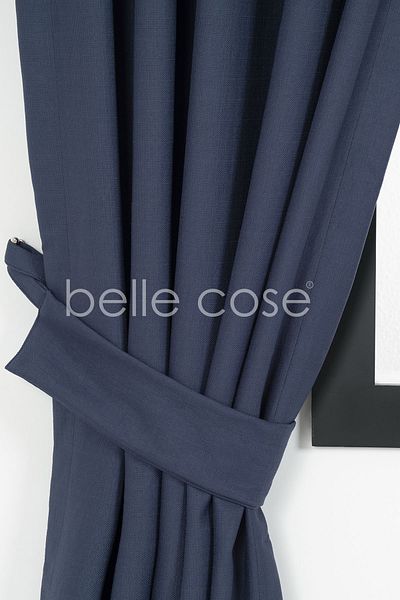 Belle Cose navy Blue Bohemian Style Linen Look BackGround Curtain - SewinG Without Pleats