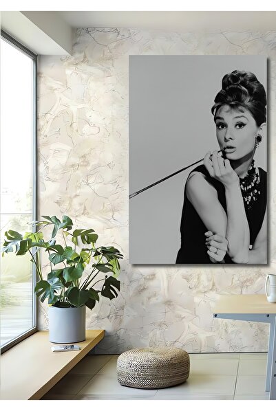 Teona Ahşap Audrey Hepburn Ahşap MDF Dekoratif Ev/İşyeri Duvar Tablo Dikdörtg...