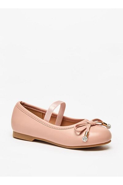 Juniors Bow Accent Slip-On Ballerina Shoes with Elastic Strap