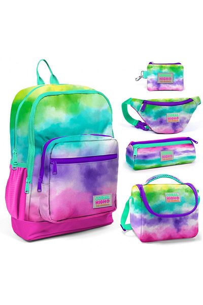 Coral High Five Colorful PaintinG School and Daily BaG Set