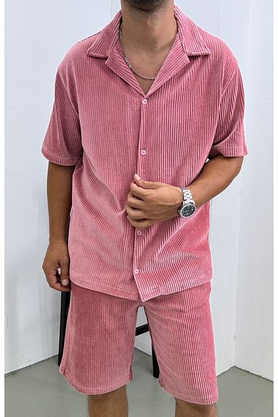 King Brothers Oversize Velvet Set - Buttoned Shirt and Shorts