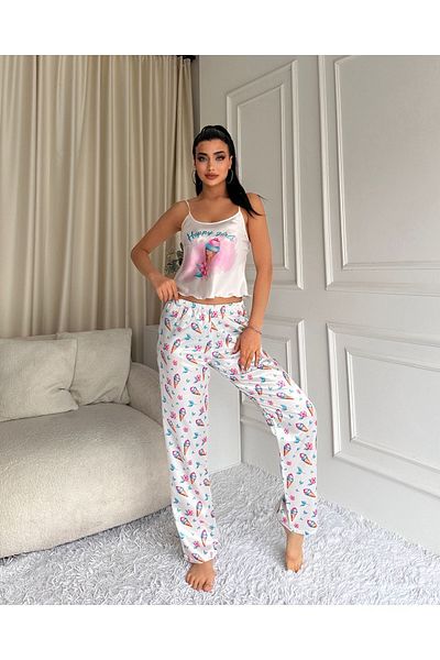 Maxpera Costum cu curele de frânghie pentru femei din satin 8022