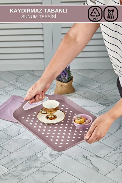 Poomy Kaydırmaz Tabanlı Sunum Tepsisi- Kaydırmaz Tepsi