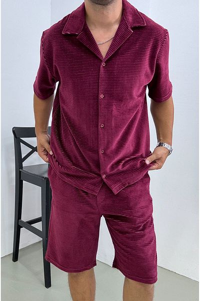 King Brothers Oversize Velvet Set - Πουκάμισο με κουμπιά και σορτς