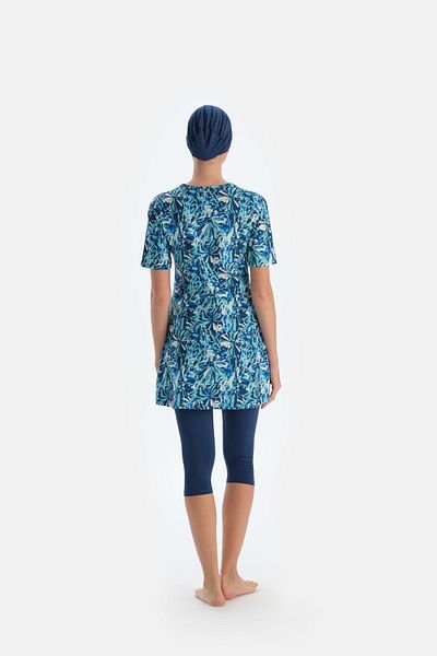 Eros Kurzärmliger Strumpfhosen-Badeanzug, Modell 3702my, Marineblau