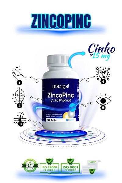 Maxigal Zincopinc Zinc Vitamin - 15 Mg 120 Tablets