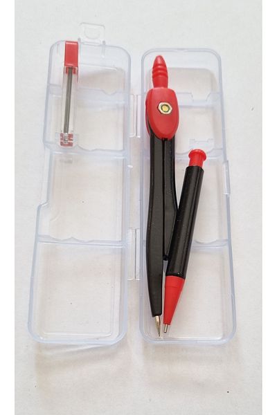 Modellino Red BlacK Compass Jib - Transparent Plastic, 07 Model, with Nib Pen and Spare Tip