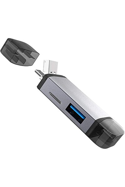 Forzacase USB 3.0 Type C Micro USB Kart Okuyucu 3in1 USB OTG SD/TF - FC447