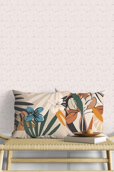 Fecra Hibiscus Patterned Throw Pillow Cover 43*43 2-Piece