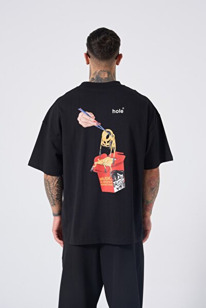 HOLEACADEMIE Hole Noodle Baskı Oversize T-Shirt