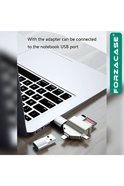 Forzacase Lightning Type-C Micro USB to USB Flash Bellek ve SD / TF Kart Okuyucu Adaptör - FC459