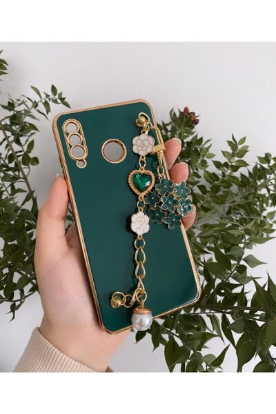 Aksesuarda Moda Huawei P30 Lite Uyumlu Çiçekli Taşlı Incili El Geçmeli Lazer ...