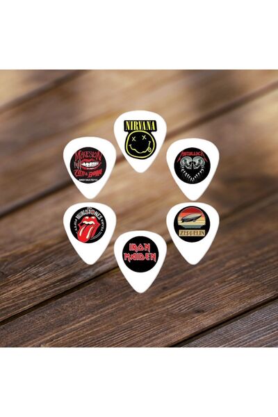 cantekin Gitar Pena 6 Adet Nirvana Metallica IronMaiden RollingStones Måneski...