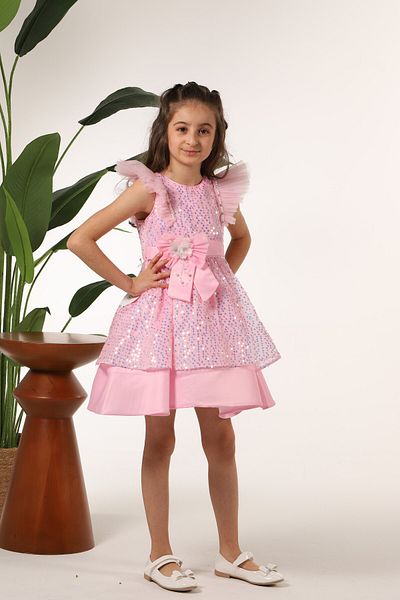 MİSS RAİN Sequin Sequin and ruffle PaddinG LooK EveninG Dress for Girl - Sleeve Detail