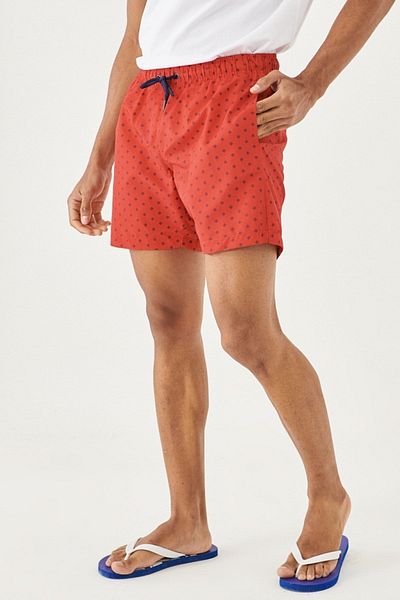 ALTINYILDIZ CLASSICS Men's Red-Navy Blue Standard Fit Regular Cut Patterned Quick Drying Swimsuit Swim Shorts