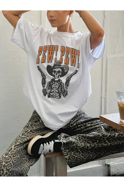 Jose Clothing تي شيرت من القطن العضوي المطبوع مقاس كبير